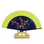 Fächer Handfächer Bambus Seide blau gelb rot Blumen 7241 Fächer Handfächer Bambus Seide blau gelb rot Blumen 7241